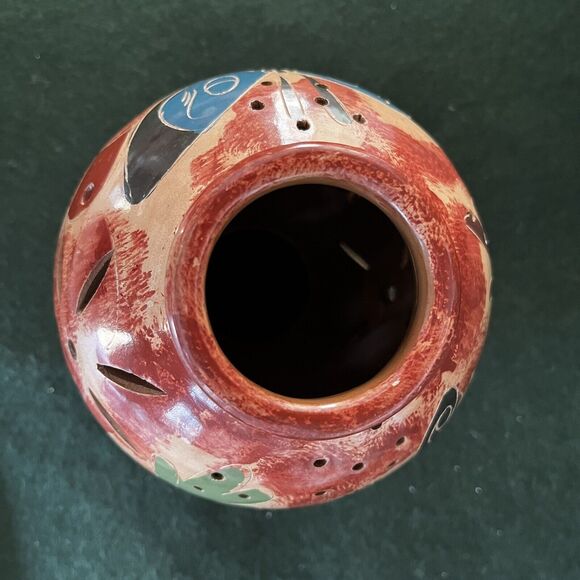 Pottery Turtle Butterfly Tropical Cut-Out Stars Votive/Battery Light Holder 5” - Picture 6 of 8